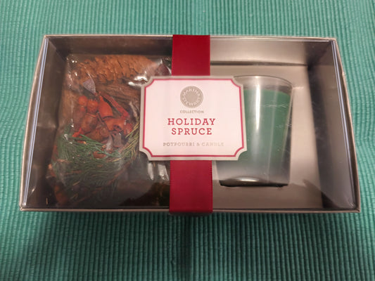 Holiday Spruce Potpourri & Candle Set